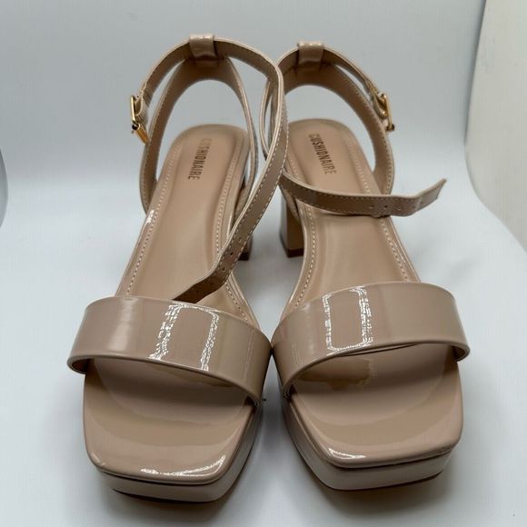 CUSHIONAIRE Women's platform dress sandal +Memory Foam 7 WIDE NUDE - Picture 2 of 7